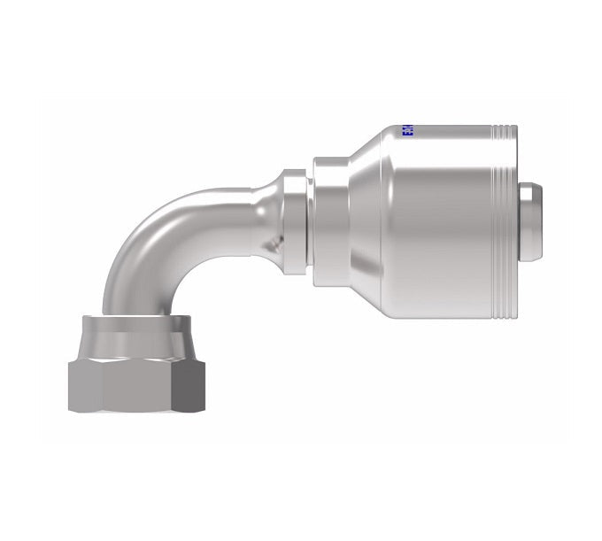 4SA10FRB12 Aeroquip by Danfoss | 4 Wire 4S Female ORS Swivel 90° Elbow (FRB) Crimp Fitting | -10 Female O-Ring Face Seal Swivel x -12 Hose Barb | Steel