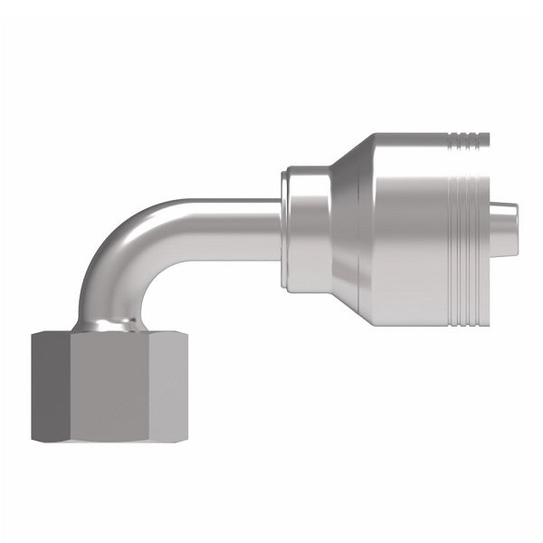 4SA10FRB10 Aeroquip by Danfoss | 4 Wire 4S Female ORS Swivel 90° Short Drop Elbow (FRB) Crimp Fitting | -10 Female O-Ring Face Seal Swivel x -10 Hose Barb | Steel