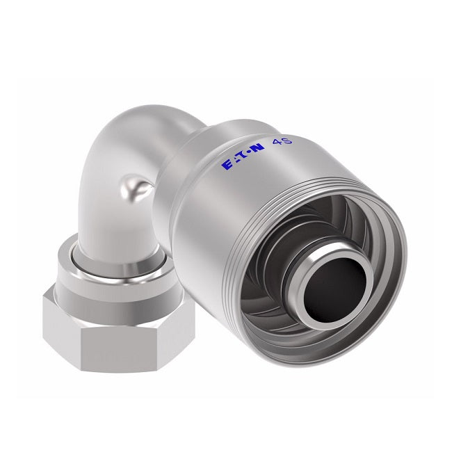 4SA12FRB16 Aeroquip by Danfoss | 4 Wire 4S Female ORS Swivel 90° Elbow (FRB) Crimp Fitting | -12 Female O-Ring Face Seal Swivel x -16 Hose Barb | Steel