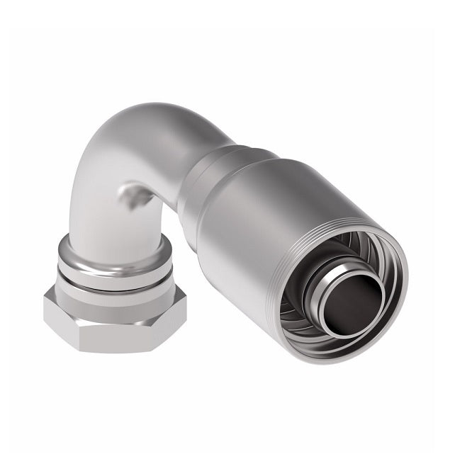 4SA24FRB24 Aeroquip by Danfoss | 4 Wire 4S Female ORS Swivel 90° Elbow (FRB) Crimp Fitting | -24 Female O-Ring Face Seal Swivel x -24 Hose Barb | Steel