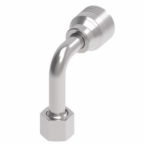 4SA6FRC6 Aeroquip by Danfoss | 4 Wire 4S Female ORS Swivel 90° Long Drop Elbow (FRC) Crimp Fitting | -06 Female O-Ring Face Seal Swivel x -06 Hose Barb | Steel