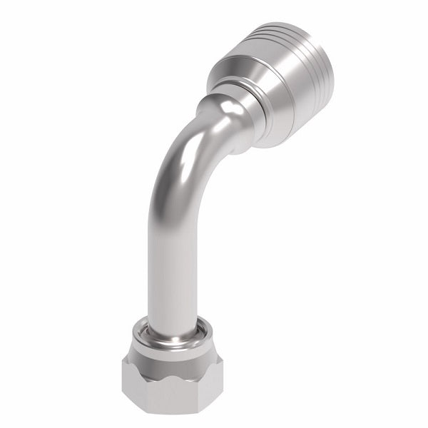 4SA10FRC8 Aeroquip by Danfoss | 4 Wire 4S Female ORS Swivel 90° Long Drop Elbow (FRC) Crimp Fitting | -10 Female O-Ring Face Seal Swivel x -08 Hose Barb | Steel