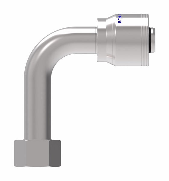 4SA16FRC16 Aeroquip by Danfoss | 4 Wire 4S Female ORS Swivel Long Drop 90° Elbow (FRC) Crimp Fitting | -16 Female O-Ring Face Seal Swivel x -12 Hose Barb | Steel
