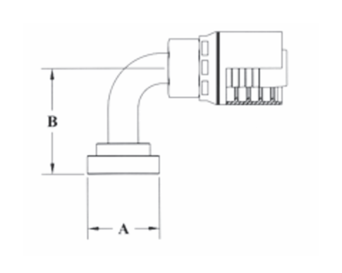 4SH62-24x24 by Couplamatic | Grip Crimp 4SH Series Coupling | 1-1/2" Hose ID x 1-1/2" Split Flange Size | Code 62 | 90° Elbow | Trivalent Zinc Plating