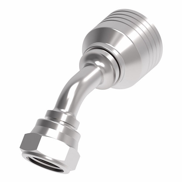 4S8BFA8 Aeroquip by Danfoss | 4 Wire 4S JIS/BSPP Female Swivel 45° Elbow (BFA) Crimp Fitting | -08 Female BSPP Swivel x -08 Hose Barb | Steel