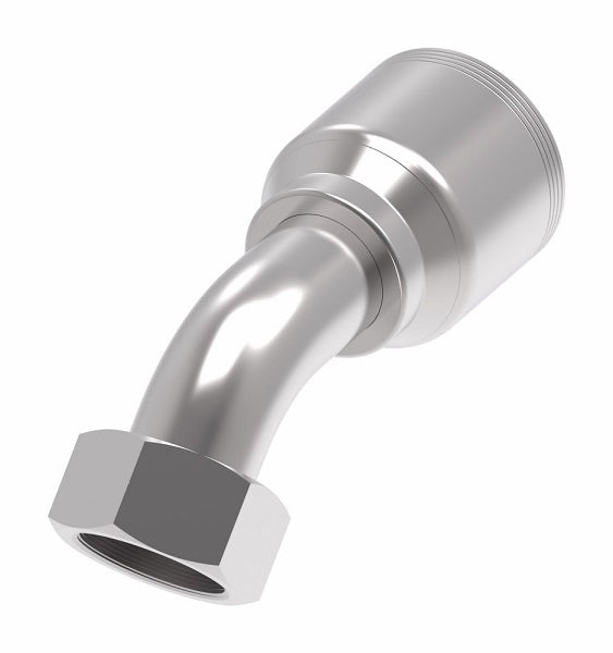 4S20BFA20 Aeroquip by Danfoss | 4 Wire 4S Female BSPP Swivel 60° Cone Seat 45° Elbow (BFA) Crimp Fitting | -20 Female BSPP Swivel x -20 Hose Barb | Steel