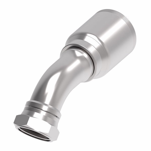 4S24BFA24 Aeroquip by Danfoss | 4 Wire 4S Female BSPP Swivel 60° Cone Seat 45° Elbow (BFA) Crimp Fitting | -24 Female BSPP Swivel x -24 Hose Barb | Steel