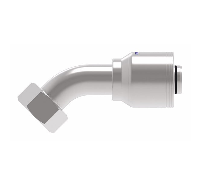 4S20BFA20 Aeroquip by Danfoss | 4 Wire 4S Female BSPP Swivel 60° Cone Seat 45° Elbow (BFA) Crimp Fitting | -20 Female BSPP Swivel x -20 Hose Barb | Steel