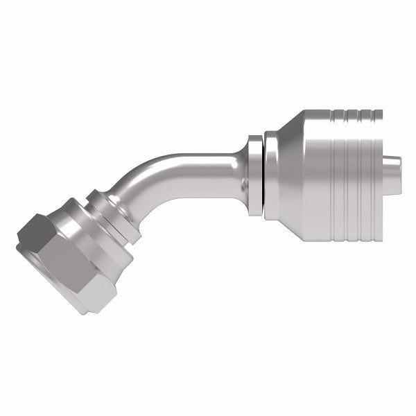 4S8BFA8 Aeroquip by Danfoss | 4 Wire 4S JIS/BSPP Female Swivel 45° Elbow (BFA) Crimp Fitting | -08 Female BSPP Swivel x -08 Hose Barb | Steel