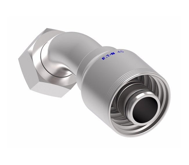 4S20BFA20 Aeroquip by Danfoss | 4 Wire 4S Female BSPP Swivel 60° Cone Seat 45° Elbow (BFA) Crimp Fitting | -20 Female BSPP Swivel x -20 Hose Barb | Steel