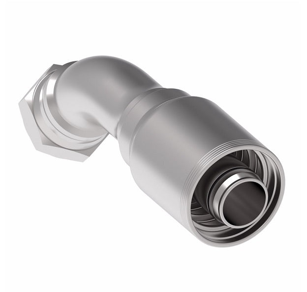 4S24BFA24 Aeroquip by Danfoss | 4 Wire 4S Female BSPP Swivel 60° Cone Seat 45° Elbow (BFA) Crimp Fitting | -24 Female BSPP Swivel x -24 Hose Barb | Steel