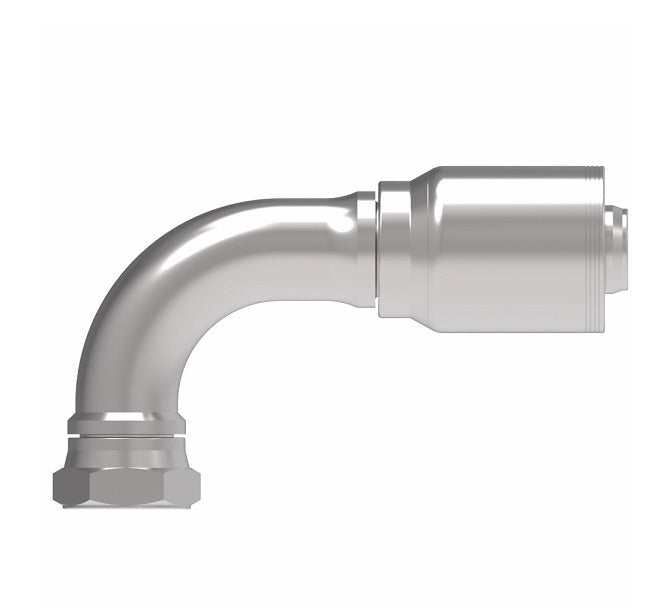 4S24BFB24 Aeroquip by Danfoss | 4 Wire 4S Female BSPP Swivel 60° Cone Seat 90° Elbow (BFB) Crimp Fitting | -24 Female BSPP Swivel x -24 Hose Barb | Steel