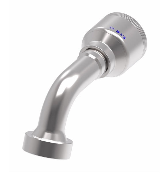 4S12CTE12 Aeroquip by Danfoss | 4 Wire 4S CAT Flange 67.5° Elbow (CTE) Crimp Fitting | -12 CAT Flange x -12 Hose Barb | Steel