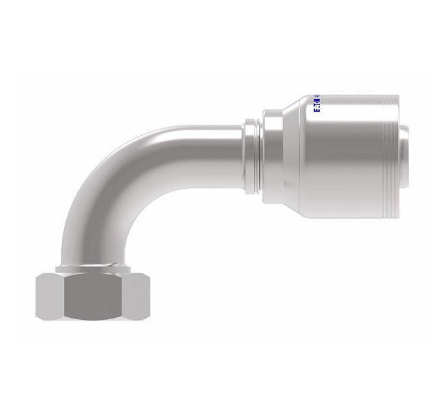 4S32DLB20 Aeroquip by Danfoss | 4 Wire 4S Female DIN 24° Seat 90° Elbow Swivel DKO (Light) (DLB) Crimp Fitting | L36 Female DKO/DIN 24° Seat x -20 Hose Barb | Steel