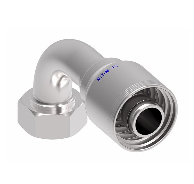 4S32DLB20 Aeroquip by Danfoss | 4 Wire 4S Female DIN 24° Seat 90° Elbow Swivel DKO (Light) (DLB) Crimp Fitting | L36 Female DKO/DIN 24° Seat x -20 Hose Barb | Steel