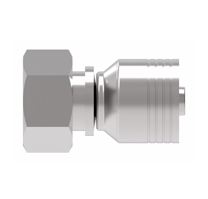 4S8DL6 Aeroquip by Danfoss | 4 Wire 4S DKO Female Swivel, Light Duty (DL) Crimp Fitting | L10 Female DKO/DIN x -06 Hose Barb | Steel