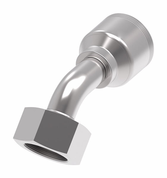 4S20DSA12 Aeroquip by Danfoss | 4 Wire 4S Female DIN 24° Seat Swivel DKO (Heavy) 45° Elbow (DSA) Crimp Fitting | S25 Female DKO/DIN 24° Seat x -12 Hose Barb | Steel