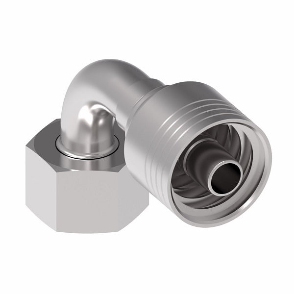 4S12DSB8 Aeroquip by Danfoss | 4 Wire 4S DKO Female Swivel, Heavy Duty, 90° Elbow (DSB) Crimp Fitting | S16 Female DKO/DIN x -08 Hose Barb | Steel