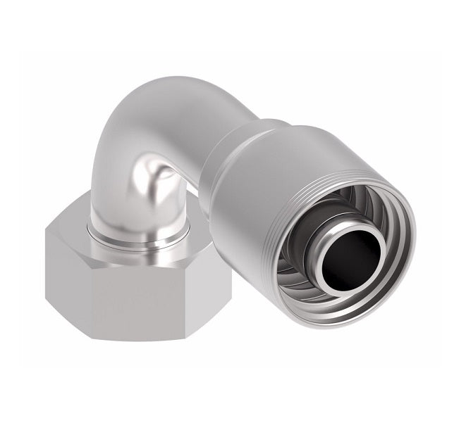4S32DSB20 Aeroquip by Danfoss | 4 Wire 4S Female DIN 24° Seat Swivel DKO (Heavy) 90° Elbow (DSB) Crimp Fitting | S38 Female DKO/DIN 24° Seat x -20 Hose Barb | Steel