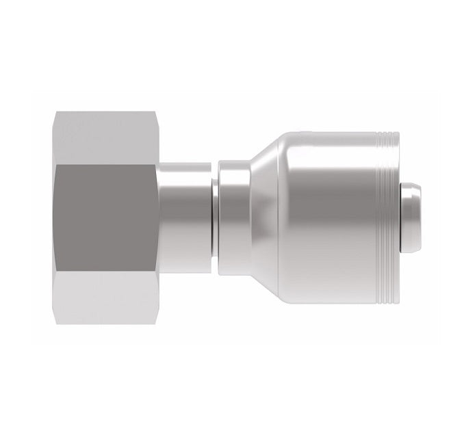 4S16DS12 Aeroquip by Danfoss | 4 Wire 4S Female DKO/DIN 24° Seat Swivel DKO (Heavy) (DS) Crimp Fitting | S20 Female DKO/DIN 24° Seat x -12 Hose Barb | Steel