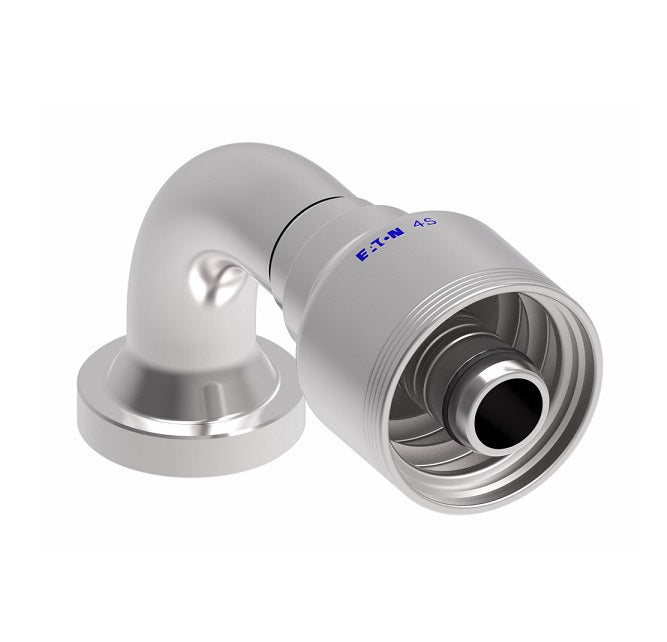 4S16FHB12 Aeroquip by Danfoss | 4 Wire 4S SAE Code 62 Flange 90° Elbow (FHB) Crimp Fitting | -16 Code 62 Flange x -12 Hose Barb | Steel