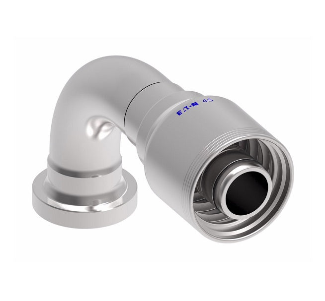 4S24FHB20 Aeroquip by Danfoss | 4 Wire 4S SAE Code 62 Flange 90° Elbow (FHB) Crimp Fitting | -24 Code 62 Flange x -20 Hose Barb | Steel