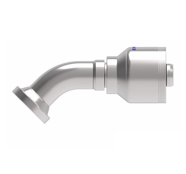 4S12FLA10 Aeroquip by Danfoss | 4 Wire 4S SAE Code 61 Split Flange 45° Elbow (FLA) Crimp Fitting | -12 Code 61 Split Flange x -10 Hose Barb | Steel