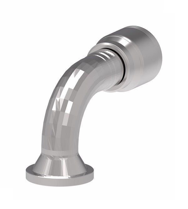 4S24FLE20 Aeroquip by Danfoss | 4 Wire 4S SAE Code 61 Flange 67.5° Elbow (FLE) Crimp Fitting | -24 Code 61 Flange x -20 Hose Barb | Steel