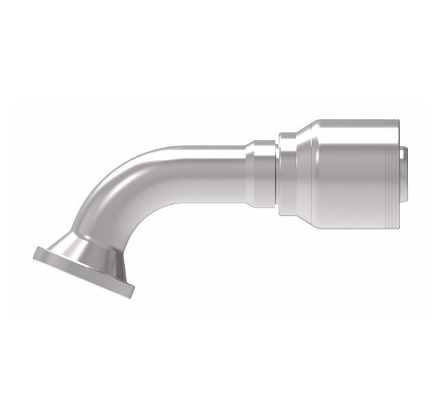 4S24FLE20 Aeroquip by Danfoss | 4 Wire 4S SAE Code 61 Flange 67.5° Elbow (FLE) Crimp Fitting | -24 Code 61 Flange x -20 Hose Barb | Steel