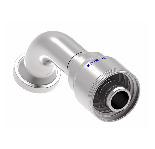 4S16FLE16 Aeroquip by Danfoss | 4 Wire 4S SAE Code 61 Flange 67.5° Elbow (FLE) Crimp Fitting | -16 Code 61 Flange x -16 Hose Barb | Steel