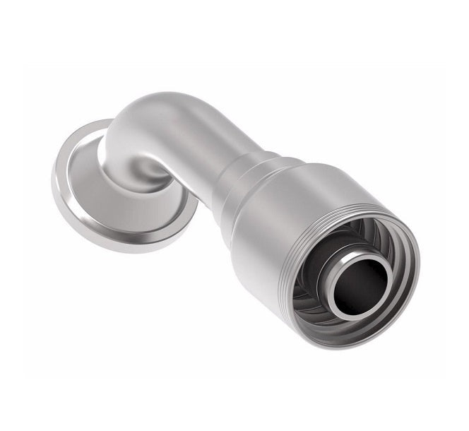4S24FLG20 Aeroquip by Danfoss | 4 Wire 4S SAE Code 61 Flange 60° Elbow (FLG) Crimp Fitting | -24 Code 61 Flange x -20 Hose Barb | Steel