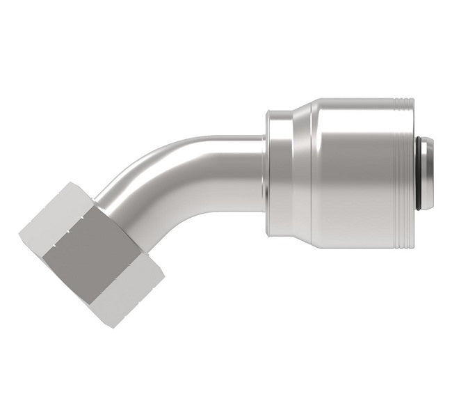 4S16FRA16 Aeroquip by Danfoss | 4 Wire Female ORS Swivel 45° Elbow (FRA) Crimp Fitting | -16 Female O-Ring Face Seal Swivel x -16 Hose Barb | Steel