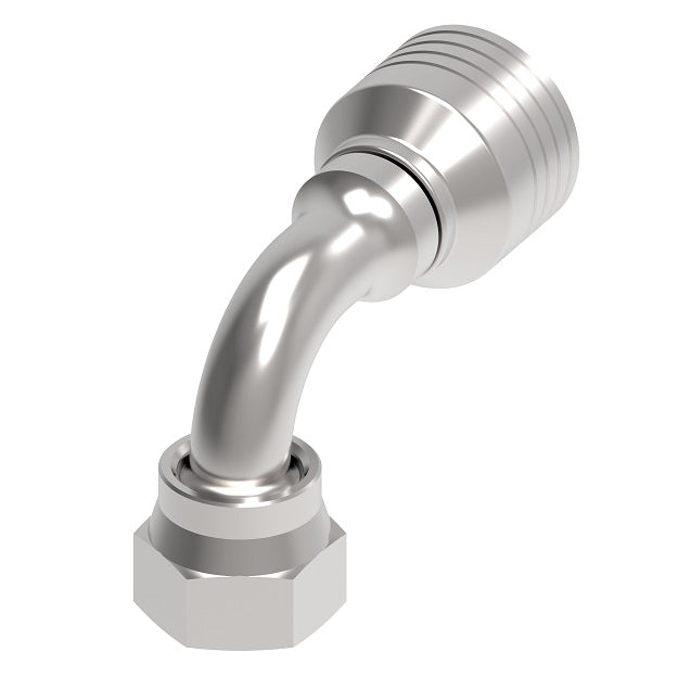 4S12FRB12 Aeroquip by Danfoss | 4 Wire Female ORS Swivel 90° Elbow (FRB) Crimp Fitting | -12 Female O-Ring Face Seal Swivel x -12 Hose Barb | Steel