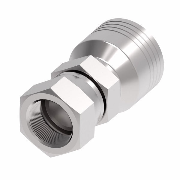 4S8KF8 Aeroquip by Danfoss | 4 Wire 4S Female Komatsu Swivel (KF) Crimp Fitting | -08 Female Komatsu Swivel x -08 Hose Barb | Steel