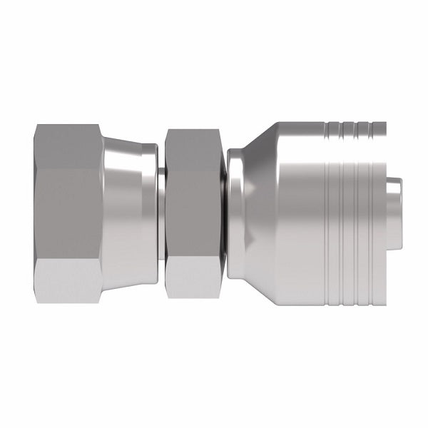 4S8KF8 Aeroquip by Danfoss | 4 Wire 4S Female Komatsu Swivel (KF) Crimp Fitting | -08 Female Komatsu Swivel x -08 Hose Barb | Steel
