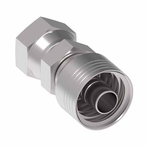 4S10KF10 Aeroquip by Danfoss | 4 Wire 4S Female Komatsu Swivel (KF) Crimp Fitting | -10 Female Komatsu Swivel x -10 Hose Barb | Steel