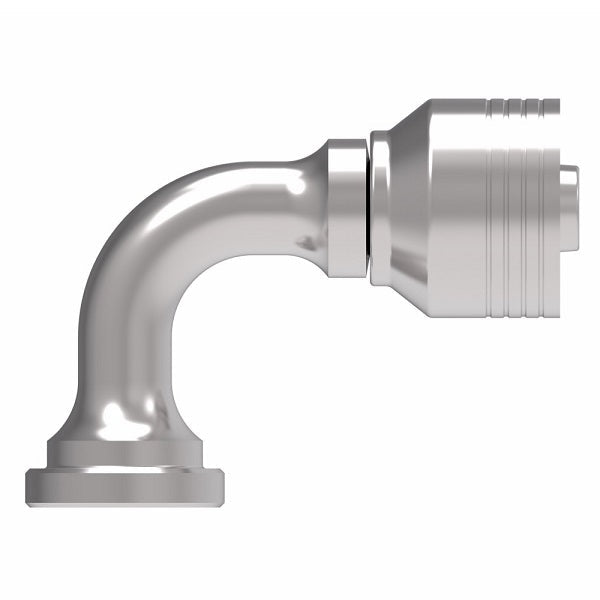 4S10KSB10 Aeroquip by Danfoss | 4 Wire 4S Komatsu Split Flange 90° Elbow (KSB) Crimp Fitting | -10 Komatsu Split Flange x -10 Hose Barb | Steel