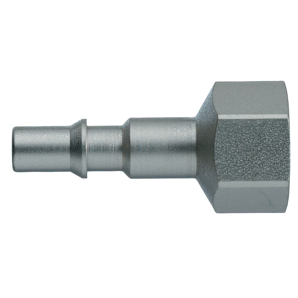 9086 18 13 by Parker | Legris Plug Quick Disconnect | 1/4" Female BSPP Thread | 17 mm Hex | 43 mm Length | Straight | Nickel-Plated Steel | Pack of 5