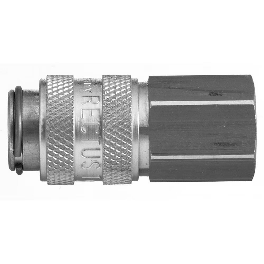 9214X21 13 by Parker | Legris Coupler Quick Disconnect | 1/4" Female BSPP Thread | 17 mm Hex | 38 mm Length | Straight | Stainless Steel