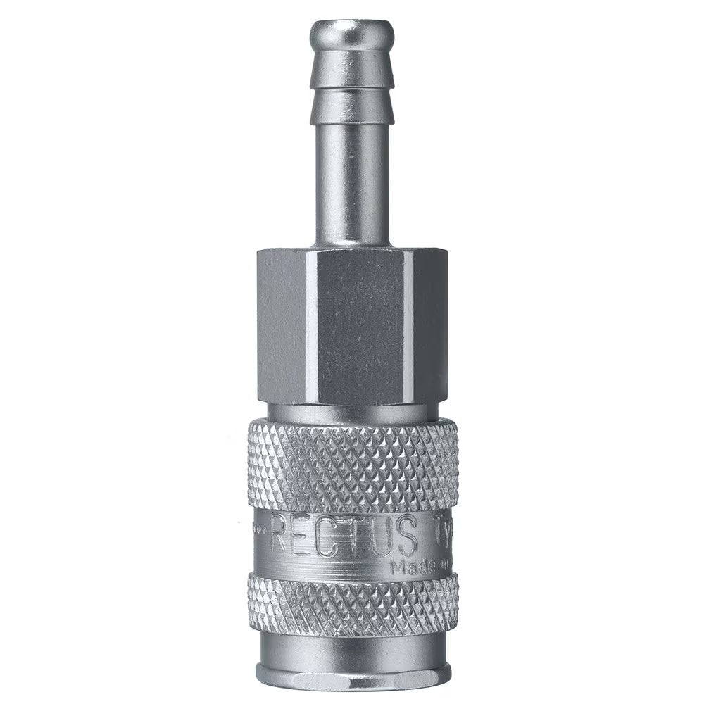 9123 23 10 by Parker | Legris Coupler Quick Disconnect | 10 mm Hose Barb | 19 mm Hex | 74 mm Length | Straight | Nickel-Plated Brass | Pack of 5