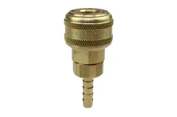 153A by Coilhose | Coilflow™ Automatic Industrial Interchange Coupler | 1/4" Body Size | 1/4" Hose Barb | Straight | Brass (Type 15)