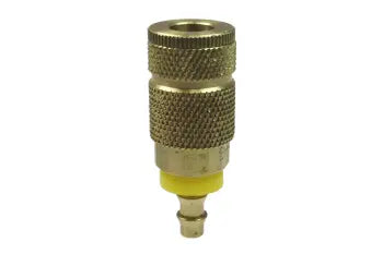 163L by Coilhose | Coilflow™ Automotive Tru-Flate Interchange Coupler | Manual | 1/4" Body Size | 1/4" Lock-on Hose Barb | Straight | Brass (Type 16)