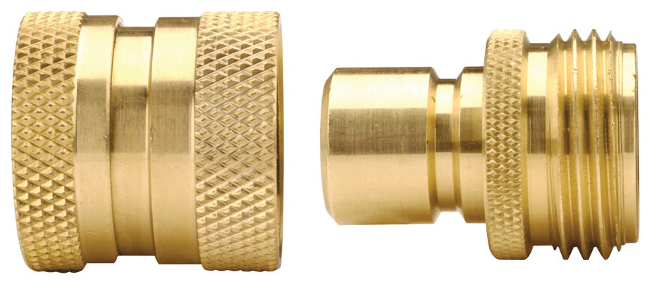 500QCKV by Dixon Valve | Garden Hose Quick Disconnect Coupling | 3/4" Male GHT x 3/4" Female GHT | Complete Assembly | Valved | Brass