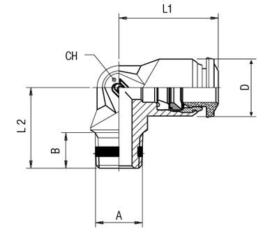 50100N-6-1/4 by AIGNEP | 50N Series | Fixed | 6mm Tube x 1/4" BSPT Male | 90° Elbow | Pack of 10