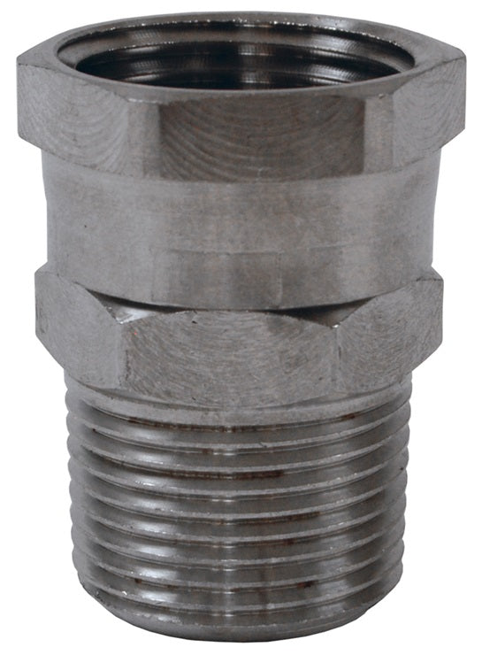 5041208SS by Dixon Valve | Garden Hose Adapter | 3/4" Female GHT Swivel x 1/2" Male NPTF | 303 Stainless Steel
