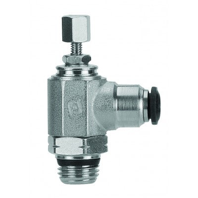 50905N-8-1/4 by AIGNEP | Functional (Flow Controls) Series | Flow Control | Meter Out | Knob Adjust | 8mm Tube x 1/4" Swift-Fit Male