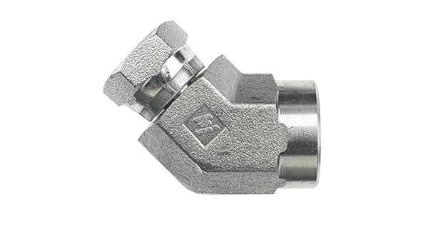1504-04-06-FG by Brennan Inc. | -04 Female Pipe x -06 Female Pipe Swivel | 45° Elbow | Forged Steel