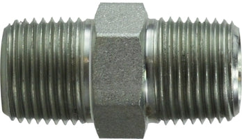 5404166 by Midland | Hydraulic Hex Pipe Nipple | 1" Male Pipe x 3/8" Male Pipe | Steel