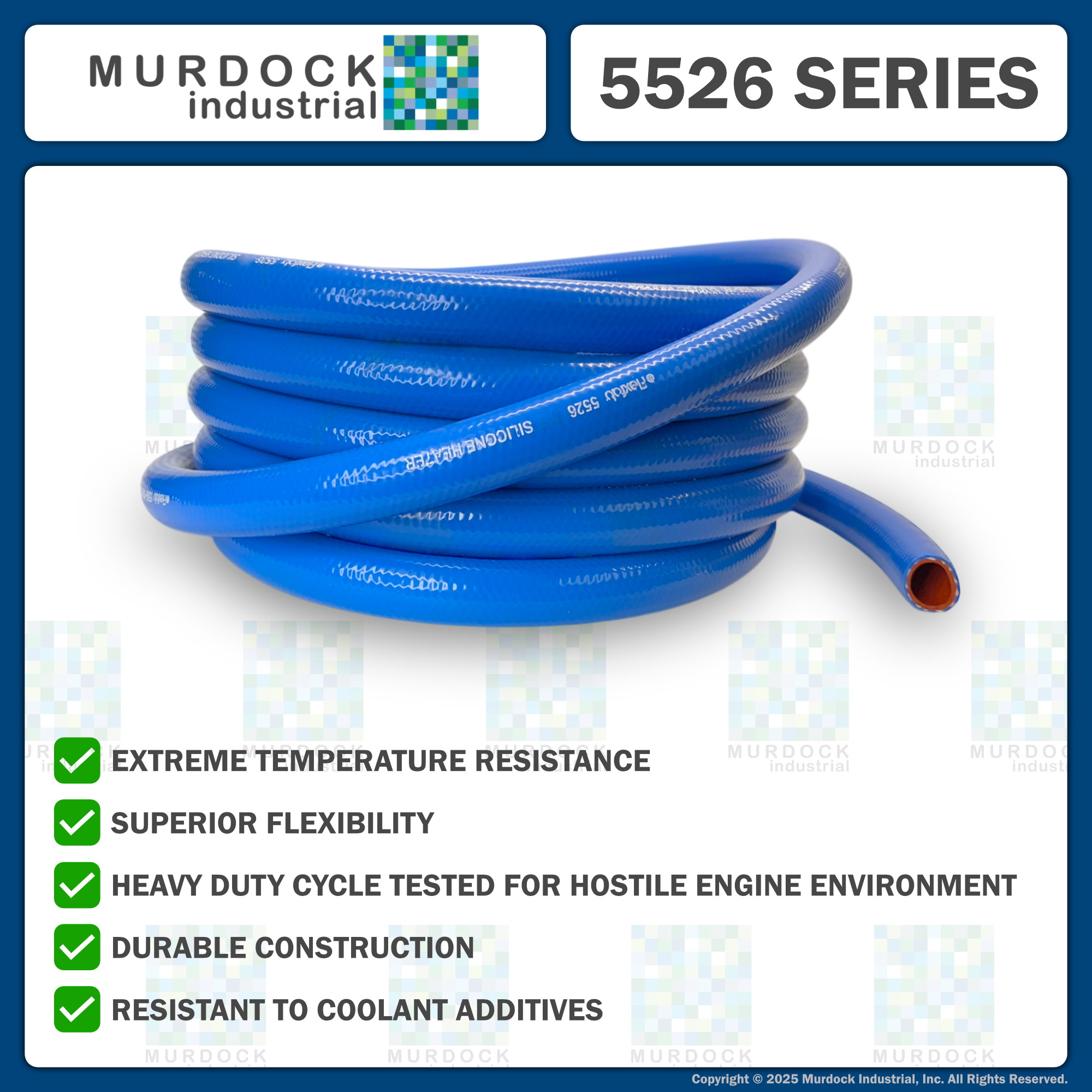 5526-062x50 by FlexFab | Series 5526 | 1-ply Standard Heater Hose | 0.63" ID | 0.96" OD | Blue | 50ft Boxes