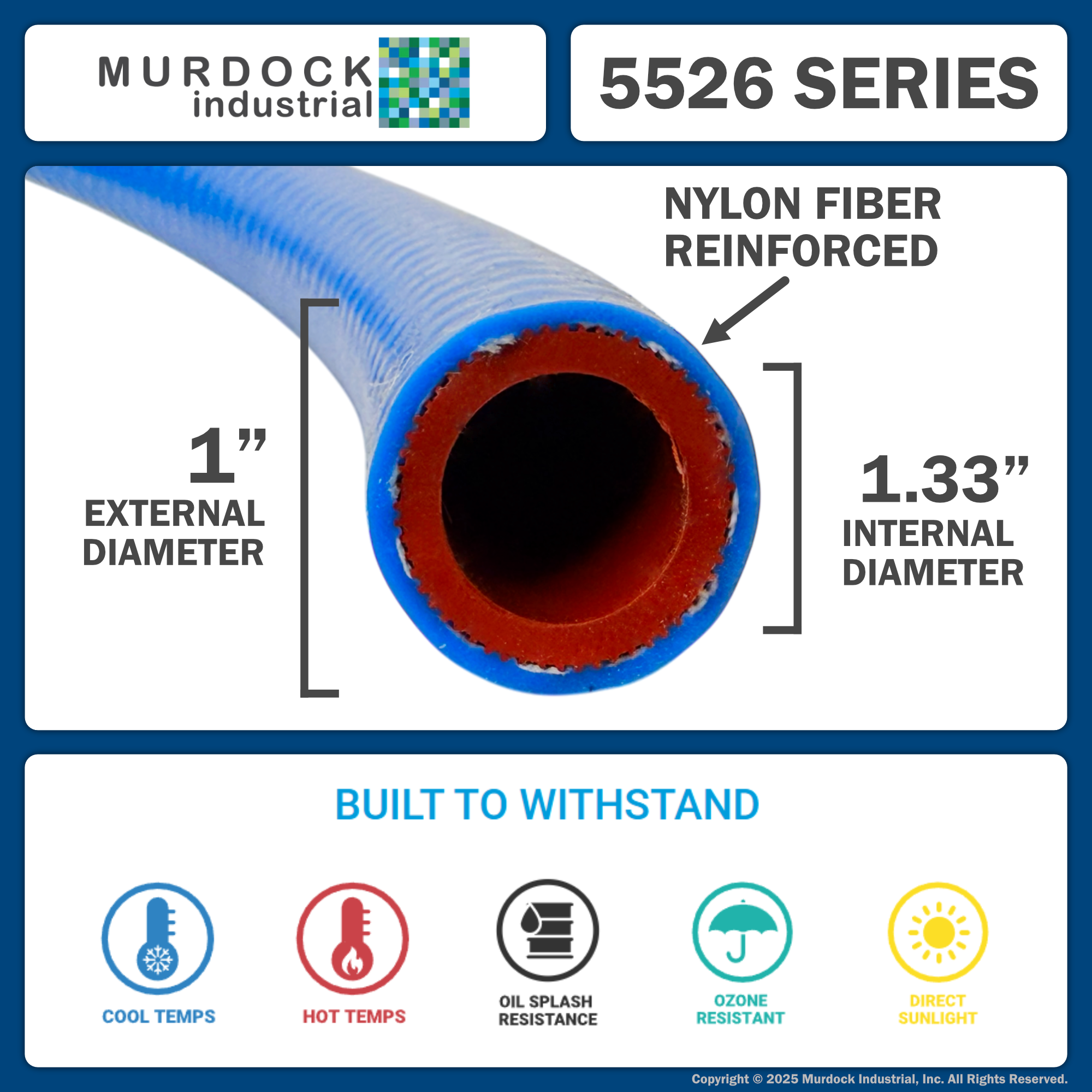 5526-100x25 by FlexFab | Series 5526 | 1-ply Standard Heater Hose | 1.00" ID | 1.33" OD | Blue | 25ft Boxes